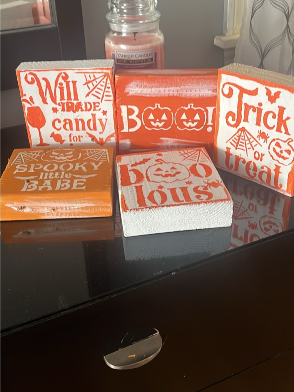 Orange & White Halloween Block Décor Set - Home Party Supplies
